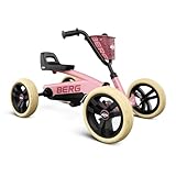 BERG Buzzy Pink Go-Kart für Kinder ab 2 Jahren, Rosa Tretfahrzeug Kettcar, Kindergokart Tretauto mit verstellbarem Lenker und Sitz