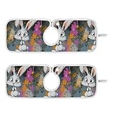 Stein-Spülbeckenmatte für Küchenspüle, zum Aufhängen, 2 Stück, Matte für Küche, Badezimmer, Theke, 58 cm, 15,2 cm, Cartoon-Kaninchen