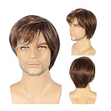 High-Quality Men's Wig, Braun gemischte blonde Perücke kurze synthetische Perücke for Männer kurze gerade Perücke natürliche hitzebeständige Faserperücke for Kostüm Cosplay Party den täglichen Gebrauc