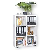 mutatio Regal Weiß Bücherregal Ordnerregal 80,2 cm x 109,5 cm x 35 cm Aktenregal Stabil Für Ordner Aufbewahrungsregal Büromöbel Holzregal Klein Raumteiler Meerzweckregal Standregal