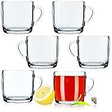 KADAX Teegläser, 6er Set, Gläser mit Griff, Glastassen für 6 personen, spülmaschinenfest, Trinkgläser für Kaffee, Tee, Wasser, Saft, Drink, Saftgläser, Wassergläser, Gläserset