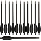 HUNTSPM 6,3' Carbon Schwere Pistole Armbrust Bolzen Pfeile,Mini Armbrustbolzen Carbon Armbrustpfeile Jagdpfeile mit scharfen Stahlspitzen für 50-110lbs Pistolenarmbrust Jagdziel Praxis (12pcs Black)