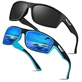 Ollrynns Sport Sonnenbrille Herren 2 Stück Polarisierte Sportbrille für Herren Damen zum Angeln Fahrrad Golfen Laufen UV400 Schutz