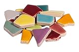 Rayher Fun Ceramica Mosaik Mix, polygonal, farbig glasierter Ton, Regenbogenfarbene Mischung zum Basteln, Dose 500g ,14863990, Regenbogen