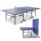 ZERRO Tischtennisplatte Klappbar Indoor, 15 mm Dickes MDF, 274x152.5x76cm, Internationale Standardgröße inkl. Netz, Tischtennistisch, Ping Pong Tisch, Blau