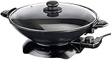 Rosenstein & Söhne Elektro Wok: Elektrischer Wok mit Thermostat, antihaftbeschichtet, 1.500 W, 5,1 l (Wok Pfanne elektrisch, Partypfanne, Netzkabel Elektrische Grillpfanne)