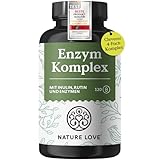 NATURE LOVE® Enzym Komplex - 120 Kapseln - inkl. Lipase & α-Amylase | mit Bromelain, Rutin, Cellulase und Inulin - Verdauungsenzyme (Digestive Enzyme) im 4 Monatsvorrat - vegan, laborgeprüft