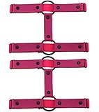 Verstellbares elastisches Leder-Beingeschirr, Strumpfband für Damen und Mädchen, sexy Punk-Rock-Nieten, Riemchen-Beinring, 2 Stück - Rot - Einheitsgröße
