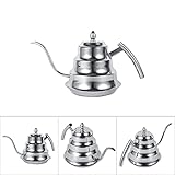 Keenso Edelstahl-Kaffeekanne mit Bambusgelenk-Design für Präzises Übergießen, 1,2 L Fassungsvermögen, für den Heimgebrauch (SILVER)