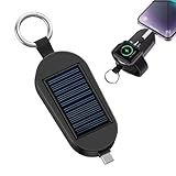 Solar Schlüsselanhänger Handy - Solar Ladegerät Handy,3000 MAh Tragbare Mobile Solar-Powerbank,Solar Powerbank Schlüsselanhänger,3000 MAh Schlüsselanhänger Für Reisen Im Freien,Camping(Black)