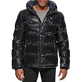 Tommy Hilfiger Herren Hooded Puffer Jacket Daunenalternative Oberbekleidung, Tiefschwarz, X-Large