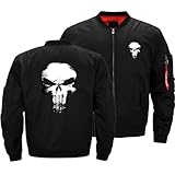 RYTHMIX Jacke Herren Übergangsjacke Pun.ish-er, Verdicken Winddichte Oberbekleidung und Fleece-Innenseite, Übergangsjacke Frühling Herbst Cargojacke für Sport-Black||3XL