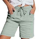 Generisch Shorts Damen Sommer Bermuda Short Casual Kurze Hose Sportshorts Baumwolle Kurz Sporthose Jogginghose Freizeithose Damen Sommer