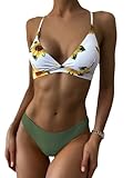 ZAFUL Damen Bikini Set Zweiteilig Badenanzug mit Spaghettitr ger Einfarbiges Bademode Bikinis