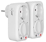 revolt Steckdosen Timer: Zeitschaltuhr mit Lichtsensor-Schaltung, 8-Stunden-Timer, 2er-Set (Steckdose mit Zeitschaltuhr, Lichtsensor Steckdose, Dämmerungsschalter)