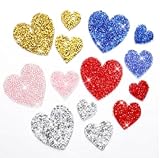 8 Stück Herzform Bügelbilder Strass Aufbügelflicken, Glitzer Applikationen, Herz Aufnäher Patches Aufbügelbilder Glitzer Aufkleber Herz Patches zum Aufbügeln Bügelpatch für Kleidung Jeans