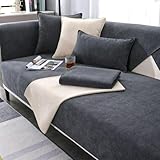 Sofa Überwurfdecke, Sofa Überzug, Sofabezug, Couchschoner, Überwurfdecken für Sofa, Hund Katze Sofa Überwurf, Couch Überzug L Form, Sofaschoner Rutschfest, Couch Bezüge, Dunkelgrau, 70*150CM