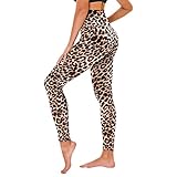 TNNZEET High Waist Leggings Damen Schwarz Leggins Elastische für Sport Gym,Leopard,L-XL