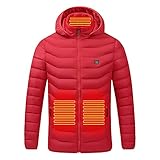 Winterjacken für Herren, beheizte Jacken, elektrische Heizmäntel, Damen, weicher Wintermantel, wärmend, Thermokleidung, verstellbar, Outdoor, Camping, Jagd, Skifahren, 003 Rot, S