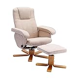 SVITA Charles Relaxsessel Hocker Sessel Beige Fernsehsessel Drehsessel Polyester Holz