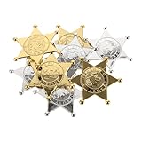 ZUNOXAZ 8 Stück Teiliges Polizeimarken aus Leichtem Kunststoff Gold und Silberfarbene Anstecknadeln Party Cosplay Accessoire für Kostümzubehör Sicher und Langlebig für Mottopartys und