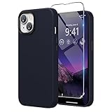 SURPHY für iPhone 14 Plus Leder Hülle mit Displayschutzfolie, Kunstleder Handyhülle iPhone 14 Plus Case 6,7 Zoll, Dünne Protective Schutzhülle (mit Mikrofaserfutter), Tinte