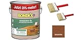 Sanitärshop Baustoffe & Sanitär Set: Bondex Bangkirai Öl 3 Liter - Holzöl - Witterungsbeständigkeit - UV-Schutz - Wasserabweisend - inkl. 2 Flächenstreicher 100x30mm und 70x30mm