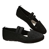 DuBiytlk Schuhe Slip On Sneakers Damen Schuhe FüR Damenschuhe Ethnische Freizeitschuhe Sommermode Hohl Atmungsaktiv Flacher Absatz Weiche Sohle Freizeitschuhe Pumps Damen Schuhe Mit (Black, 36)