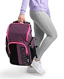 arena Spiky III Schwimm Rucksack 45, Freizeit- und Sportrucksack aus Wasserabweisendem Material, Gepolsterte Schulterpartie, Schulrucksack, 45 Liter, Plum-neon_pink