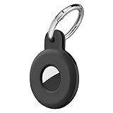 Ainiv AirTag Schutzhülle, Silikon Schutzhülle für AirTag, Anhänger Schutzhülle für Airtag mit Schalllöchern und-Hakenband, Locator Tracker Abdeckung Cover Locator Keychain für Apple (Schwarz)