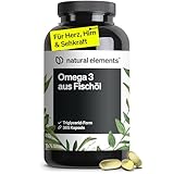 natural elements Omega 3 – 365 Kapseln – 2000mg Fischöl...