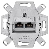 Rutenbeck UAE - Cat. 6A iso Universal-Anschlussdose/Datendose LAN 136104070, 2-Fach RJ45, 10 Gbit/s, Unterputz, geschirmt
