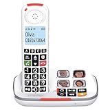 SWISSVOICE - Xtra 2355 - DECT - Schnurloses Festnetztelefon - Große Tasten - Anrufbeantworter - Audio Boost - Kompatibel mit Hörgeräten - Anrufblockierung - Weiß