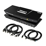 TESmart KVM Switch 2 Monitore, HDMI 2 PC 2 Monitor Switch mit Kabel×4, EDID Emulator, Audio Extractor, UHD 4K60Hz, und USB 2.0 für Tastatur Maus Scanner Drucker, HDCP 2.2, Hotkey und Button Umschalter