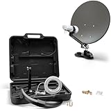 XORO 38,5 cm Camping Satellitenantenne MCA 38 HD Set, inkl. Single LNB mit integriertem Satfinder, 10m Kabel, Halterungen, im Hartschalenkoffer