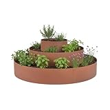Relaxdays Kräuterspirale, 3-teilig, Ø 40/80/120 cm, Höhe: 20 cm, Rost, Stahl, Kräuterpyramide Garten, Kräuterbeet, braun