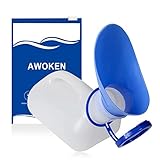AWOKEN Unisex-Töpfchen-Urinale fürs Auto, Urinflaschen für Männer und Frauen, tragbare Pipi-Flasche, mit Deckel und Trichter, auslaufsichere Toiletten-Urinale für Auto, Reisen, Camping, Blau und Weiß,