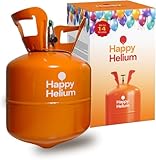 Happy Helium Gasflasche für 14 Luftballons – Helium Balloon Gas, Ballongas Flasche mit Füllventil für Geburtstag, Hochzeit & Party