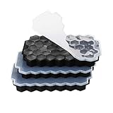 Sechseckige Eiswürfelform Silikon, 3er Pack 37Fach Eiswürfelbehälter mit Deckel，Ice Cube Tray BPA-Freie für Getränke/Bier/Babynahrung/Fruchteiswürfel