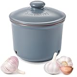 Römertopf Knoblauchtopf frische Topf aus Naturton für lange Haltbarkeit der Lebensmittel wie z.B Knoblauch Ø 12,5cm weiß