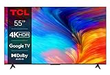 TCL 55P639 55 Zoll (139cm) LED Fernseher, 4K UHD, Smart TV, Google TV, HDR 10, Dynamic Colour Enhancement, 60Hz Motion Clarity, HDMI 2.1, Dolby Audio, Sprachsteuerung, Metallgehäuse, Alexa kompatibel