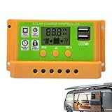 Solarregler - Wechselrichter 30 A mit LCD-Display | PWM Solarladeregler 12 V/24 V - für Mobiltelefone, Tablets, PCs, RV-Batterien, Überlastschutz