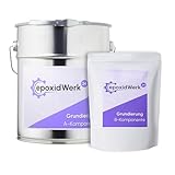 2K Epoxidharz Grundierung rollbar mit Härter lösemittelfrei farblos geruchsarm – Profi Haftgrund Tiefengrund Primer für Beton Estrich Garagenboden Keller Werkstatt Epoxy 2-Komponenten Made in Germany