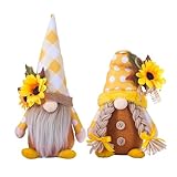 ENLACE 2 Stück Frühling Sonnenblume Wichtel, Frühlingdeko Wichtel, Handgefertigte Plüsch Puppen Zwerg Dekorationen, Sonnenblume Deko für Home Farmhouse Familie Festliche Geschenk