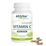 APOrtha® Vitamin C - gepuffert, 120 vegane Kapseln für 4 Monate, Ideal für sensible Personen, Hochdosiertes 500 mg Vitamin C als Calciumascorbat je Tagesverzehr, vegan, glutenfrei, allergenfrei