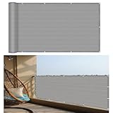 Balkon Sichtschutz Balkonabdeckung 155 x 190 cm Uv- Und Witterungsbeständigkeit, Schnelltrocknend Und Reißfest Balkonumspannung mit Ösen für Balkongeländer, Grau