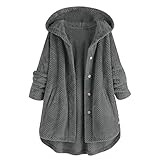 Miodlkadaa plüschmantel damen teddy - Loose Lightweight Outwear Damen Wollmantel Oversize PlüSchmantel Mit Taschen Mantel Der Neuen Damen Teddy-Fleece Flauschmantel Temperament Kuscheljacke