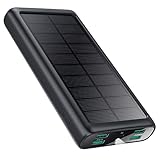 Power Bank 26800mAh, 15W Solar Powerbank PD3.0A USB C Input&Output Solarladegerät 5 Ausgang, Externer Akku mit LED-Taschenlampe Powerbank IP65 für Outdoor Kompatibel mit iPhone Samsung Huawei-Schwarz