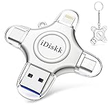 iDiskk 512 GB Foto-Stick für iPhone, 4-in-1 iPhone-Lightning-USB-Stick, Externe iPhone-Speichersticks, iPad-Speicher, funktioniert mit dem neuesten iPhone-USB-C-Gerät, Android-Handy, Mac und Computer