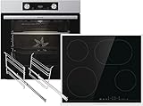 Gorenje OptiBake Steel Steam Set, 77L, Heißluft, AquaClean, GentleClose & Open, AirFry, Pizzamode 300°C, PerfectGrill, Glaskeramik-Kochfeld, Edelstahl